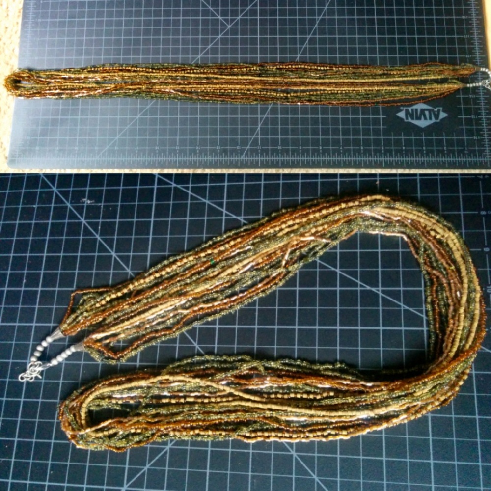 Long Boho/Hippie Earthy Acrylic Beaded Necklace - Picture 3 of 4